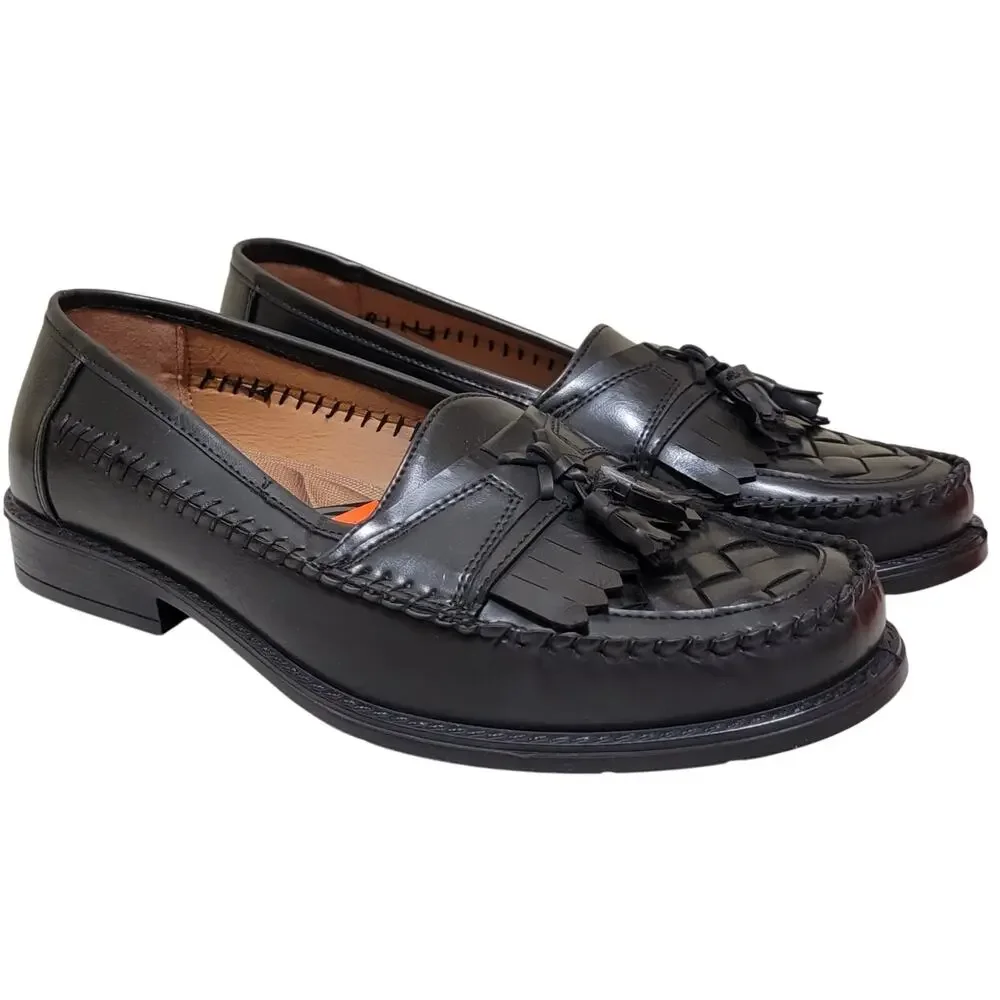 Deer Stags Men Herman Slip On Tassel Loafer Size US 9.5M Jet Black Faux Leather